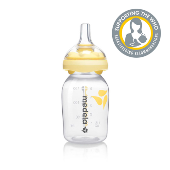 Image showing the Calma Breastfeeding Device with Breastmilk Bottle, 150ml, Yellow product.