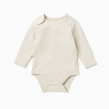 Image showing the Ribbed Long Sleeve Bodysuit, 3 - 6 Months, Ecru product.