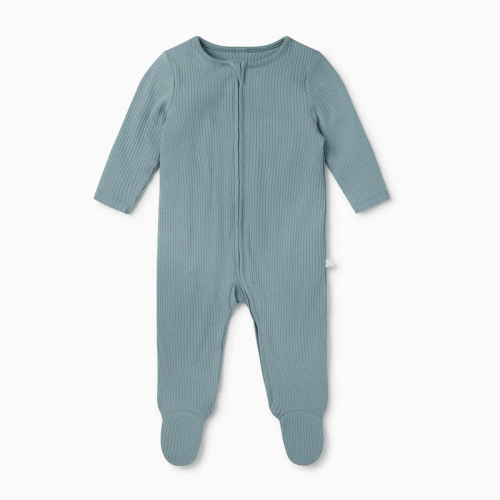 Image showing the Ribbed Zip-Up Sleepsuit, 3 - 6 Months, Blue product.