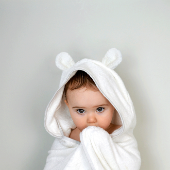 Image showing the Baby Bath Towel with Ears, White product.