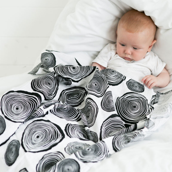 Image showing the Plant Pack of 3 Sensory Organic Cotton Muslin Squares, 60 x 60cm, Black & White product.
