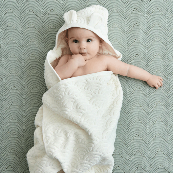 Image showing the Organic Cotton Hooded Baby Towel, Off-White product.