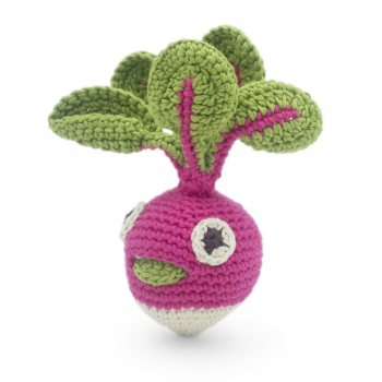 Image showing the Louie Mini Round Radish Crochet Mini Rattle, Pink product.