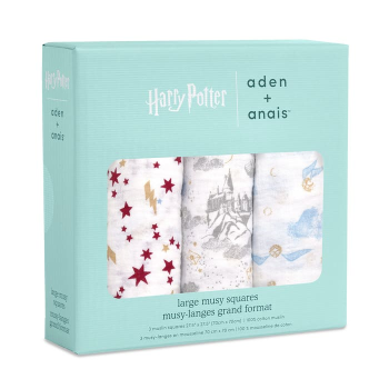 Image showing the Boutique Pack of 3 Cotton Muslin Squares, 70 x 70cm, Harry Potter product.