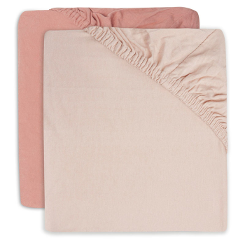 Image showing the Pack of 2 Jersey Fitted Cot Sheets, Pale Pink/Rosewood product.