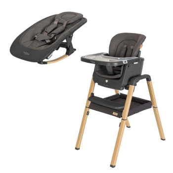 Image showing the Nova Convertible High Chair Bundle, Birth to 12 Years, Grey/Oak product.