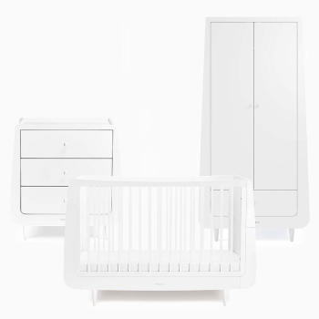 Image showing the SnuzKot Skandi 3 Piece Nursery Furniture Set excl. Mattress, White product.