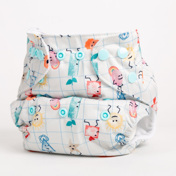 Image showing the Happy Stamps Reusable Nappy, White product.