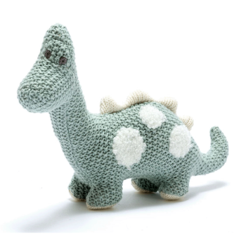 Image showing the Organic Diplodocus Small Dinosaur Toy, Teal/Grey product.