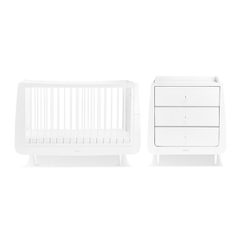 Image showing the SnuzKot Skandi 2 Piece Nursery Furniture Set excl. Mattress, White product.