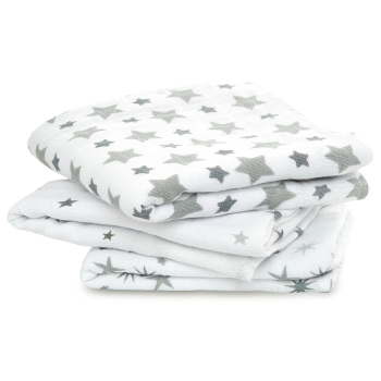 Image showing the Boutique Pack of 3 Cotton Muslin Squares, 70 x 70cm, Twinkle product.