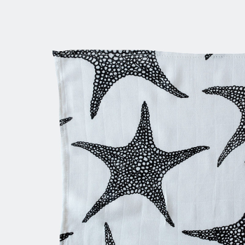 Image showing the Starfish XL Sensory Organic Cotton Muslin Square, 120 x 120cm, Black & White product.
