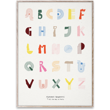 Image showing the All The Way To Paris Alphabet Spaghetti ENG Print, 50 x 70cm product.