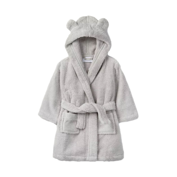 Image showing the Bear Ears Baby Robe, 6 - 12 Months, Grey product.