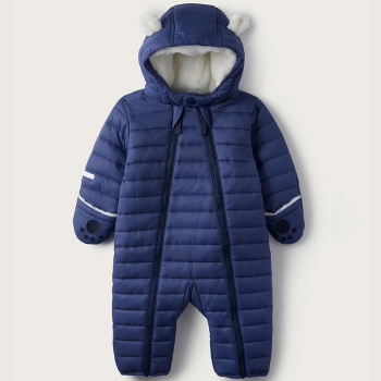 Image showing the Recycled Quilted Pramsuit, 3 - 6 Months, Blue product.