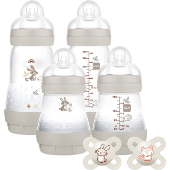 Image showing the 6 Piece Baby Bottle Feed & Sooth Set, Grey product.