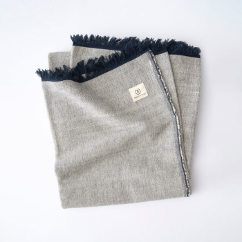 Image showing the Organic Cotton Chambray Yoga Blanket, 230 x 150cm, Navy product.