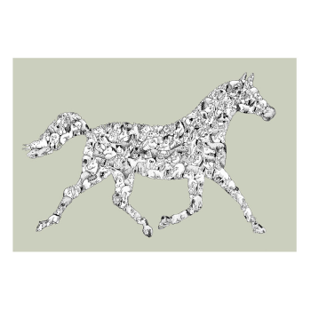 Image showing the H is for Horse Alphabet Print, 40 x 30cm, Green product.