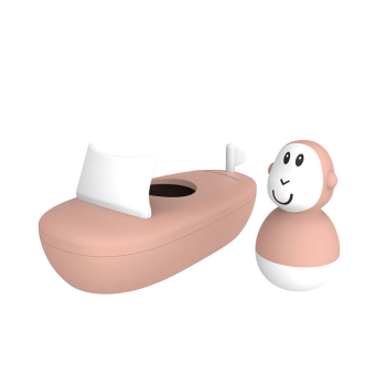 Image showing the Boat and Wobbler Bath Toy, Dusty Pink product.