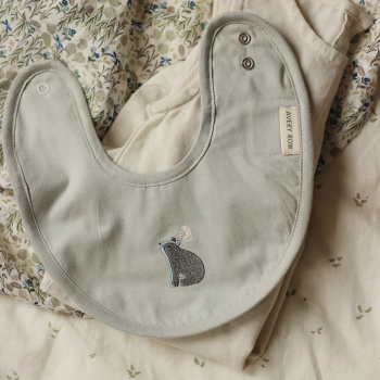 Image showing the Bear Embroidered Cotton Bib product.