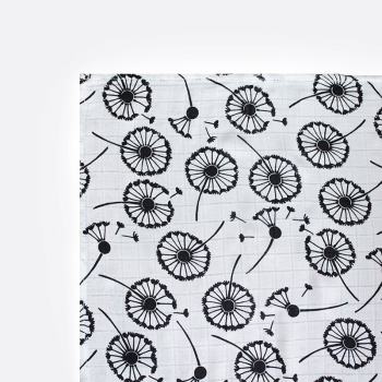 Image showing the Dandelion XL Sensory Organic Cotton Muslin Square, 120 x 120cm, Black & White product.