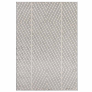 Image showing the Muse Modern Geometric Linear Rug, 120 x 170cm, Black & Cream product.