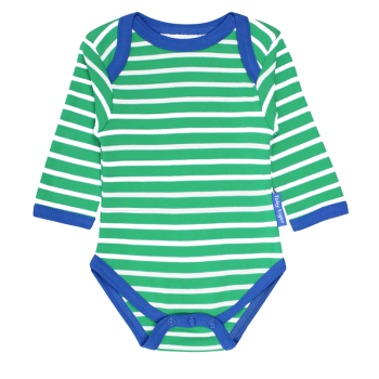 Image showing the Breton Organic Cotton Long Sleeved Bodysuit, 3 - 6 Months, Green Stripe product.