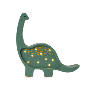 Image showing the Mini Wooden Dino Lamp, Military Green product.