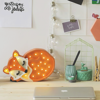 Image showing the Wooden Fox Lamp, Wild Orange product.