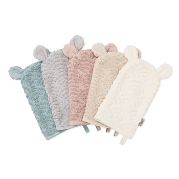Image showing the Organic Cotton Washcloth Mitt with Ears, Off-White product.