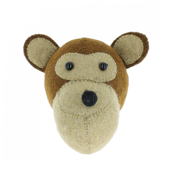 Image showing the Monkey Head Mini Felt Animal Wall Decoration, Brown product.