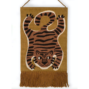 Image showing the Leo Boho Woven Wall Hanging, 70 x 50cm, Khaki Brown product.