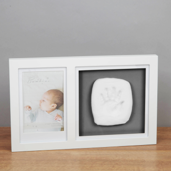 Image showing the Bambino First Year Photo Frame with Clay Imprint, White product.