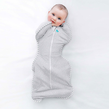 Image showing the Stage 1, Bamboo Swaddle Sleeping Bag, 1.0 Tog, Newborn, Grey Dot product.