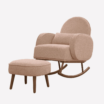 Image showing the Micah Boucle Rocking Chair with Footstool, Blush product.