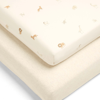 Image showing the Born To Be Wild Safari Cot Bed Fitted Sheets 2 Pack, Multi product.