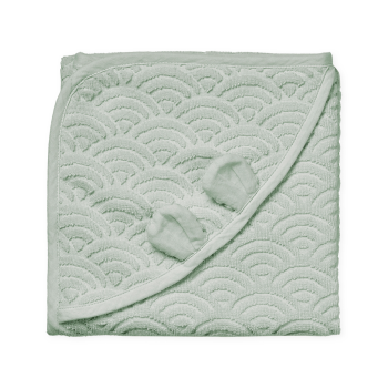 Image showing the Organic Cotton Hooded Baby Towel, Dusty Green product.