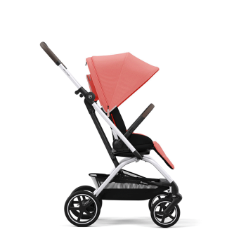 Image showing the Eezy S Twist Compact Pushchair with Rotating Seat, Silver/Hibiscus Red product.