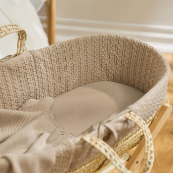 Image showing the Organic Moses Basket Fitted Sheet, Truffle product.
