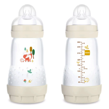 Image showing the Easy Start Colours of Nature Pack of 2 Anti Colic Baby Bottles, 260ml, Ivory product.