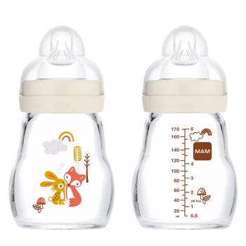 Image showing the Feel Good Glass Baby Bottle, 170ml, Ivory product.