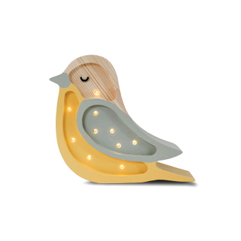 Image showing the Mini Wooden Bird Lamp, Khaki/Light Mustard product.