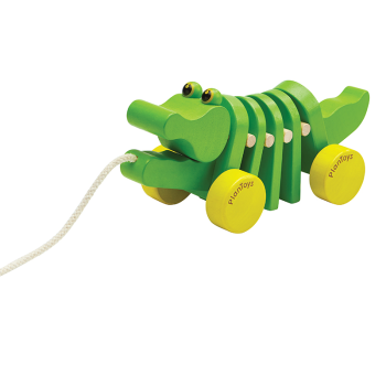 Image showing the Dancing Alligator Wooden Pull Along Toy, Green product.