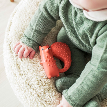 Image showing the Donna Wilson Cyril Squirrel Fox Natural Rubber Teether & Bath Toy, Orange product.