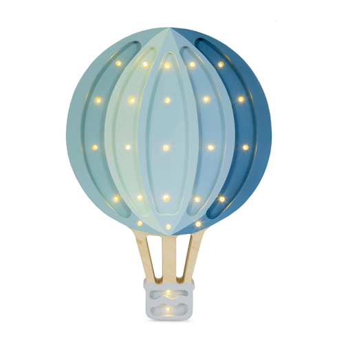 Image showing the Wooden Hot Air Baloon Lamp, Blue Rainbow product.