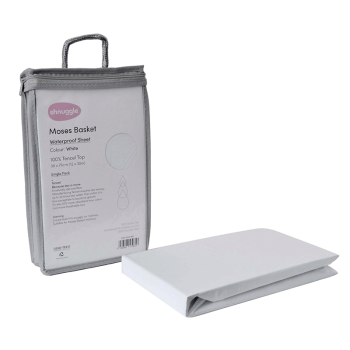 Image showing the Waterproof Moses Basket Mattress Protector, White product.