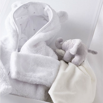 Image showing the Fleece Pramsuit Baby Gift Set, 3 - 6 Months, White product.