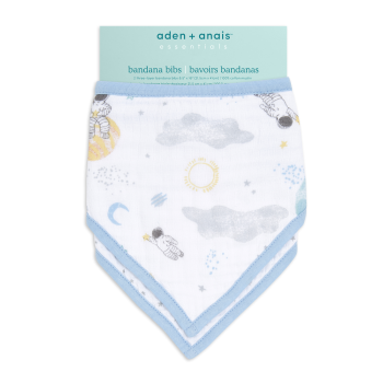 Image showing the Essentials Pack of 2 Cotton Muslin Bandana Bibs, 41 x 21.5cm, Space Explorers product.