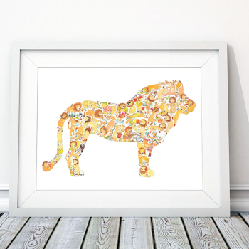 Image showing the L is for Lion Alphabet Print, 40 x 30cm, Yellow product.