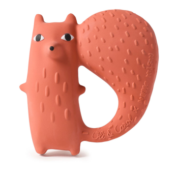 Image showing the Donna Wilson Cyril Squirrel Fox Natural Rubber Teether & Bath Toy, Orange product.